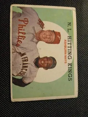 1959 Topps - NL Hitting Kings. Willie Mays Richie Ashburn #317. VG+ corner wear - Baseball Card Single