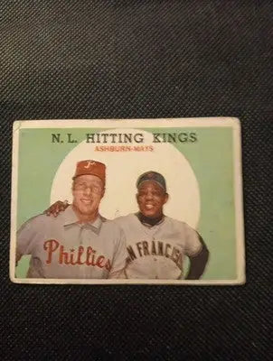 1959 Topps - NL Hitting Kings. Willie Mays Richie Ashburn #317. VG+ corner wear - Baseball Card Single