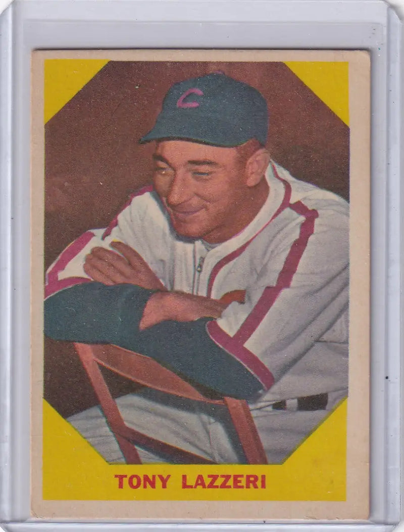 Vintage Fleer Baseball card featuring Tony Lazzeri in Cleveland Indians uniform