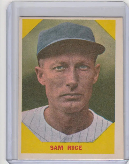 Vintage Sam Rice Cleveland Indians baseball card from Fleer Baseball Greats series