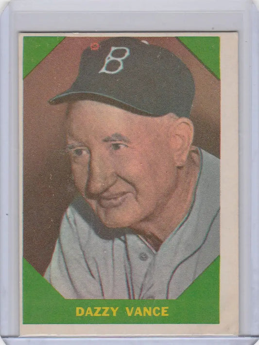 Baseball card of Dazzy Vance in Brooklyn Dodgers uniform from Fleer Baseball Greats EXMT