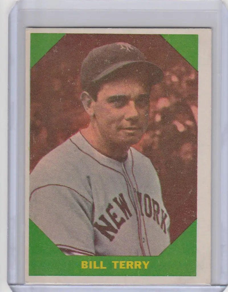 Vintage 1960 Fleer Baseball Greats #52 Bill Terry New York Giants EXMT card in gray uniform