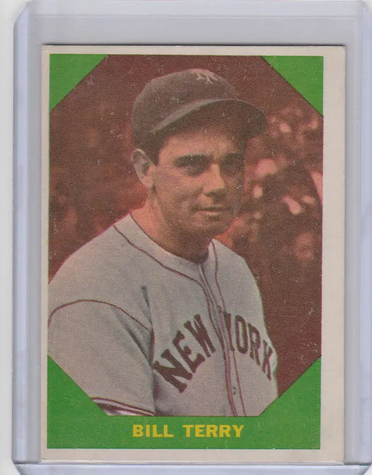 Vintage 1960 Fleer Baseball Greats #52 Bill Terry New York Giants EXMT card in gray uniform