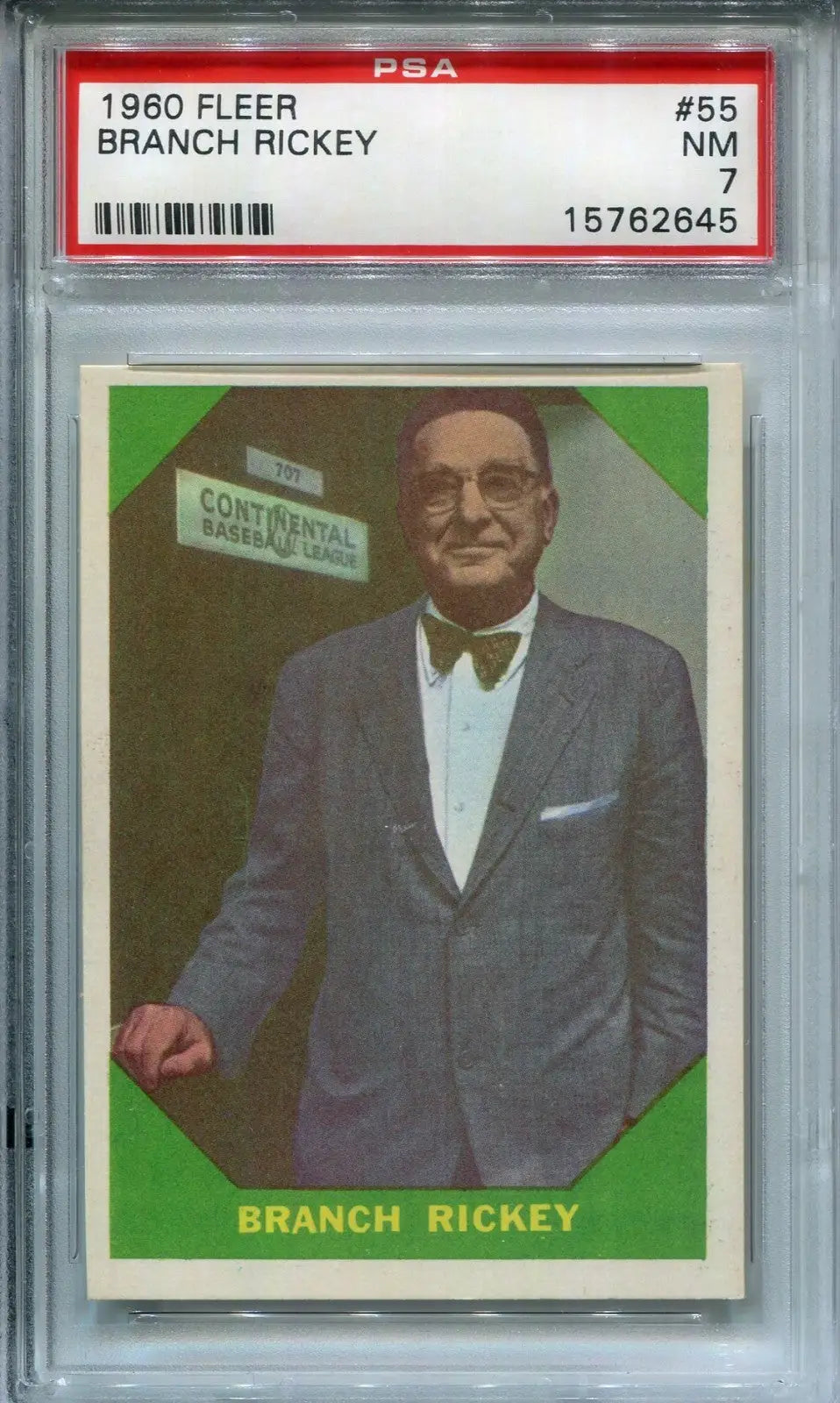 1960 Fleer Baseball Greats #55 Branch Rickey PSA 7 NM Dodges Cardinals HOF - Baseball Card Single