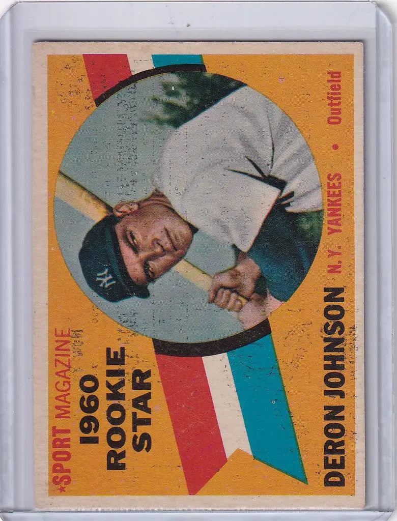 Vintage trading card of Deron Johnson in New York Yankees uniform from 1960 Topps
