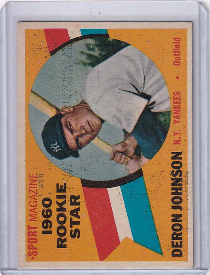 Vintage trading card of Deron Johnson in New York Yankees uniform from 1960 Topps