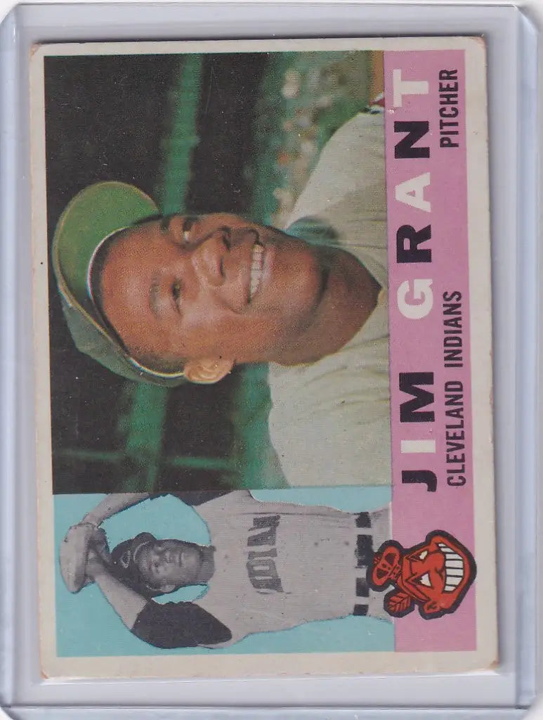 1960 Topps #14 Mudcat Grant trading card featuring the smiling Cleveland Indians player