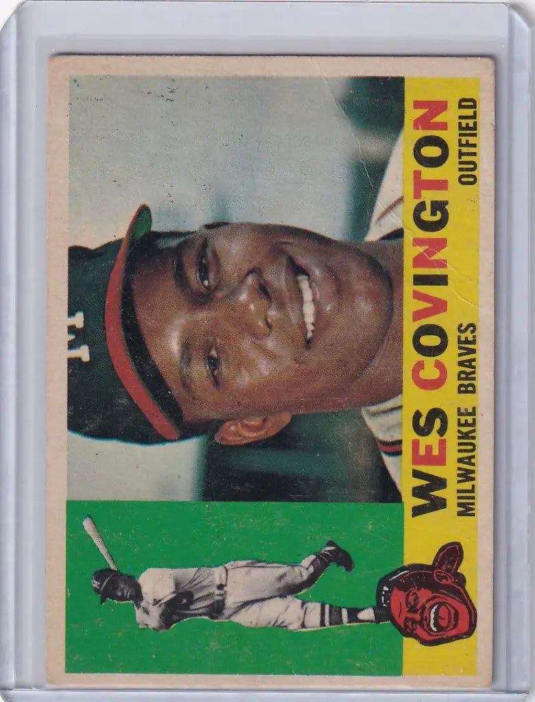 Vintage Wes Covington Milwaukee Braves baseball card featuring a smiling player
