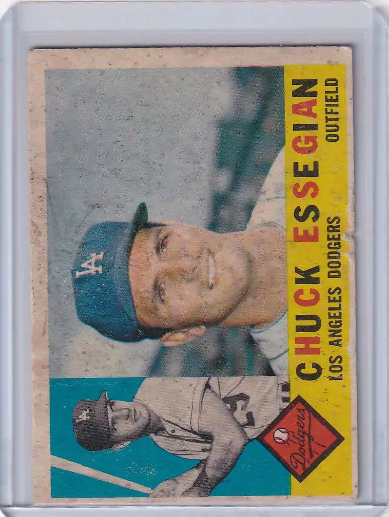 Vintage baseball card of Chuck Essegian from the Los Angeles Dodgers 1960 Topps set