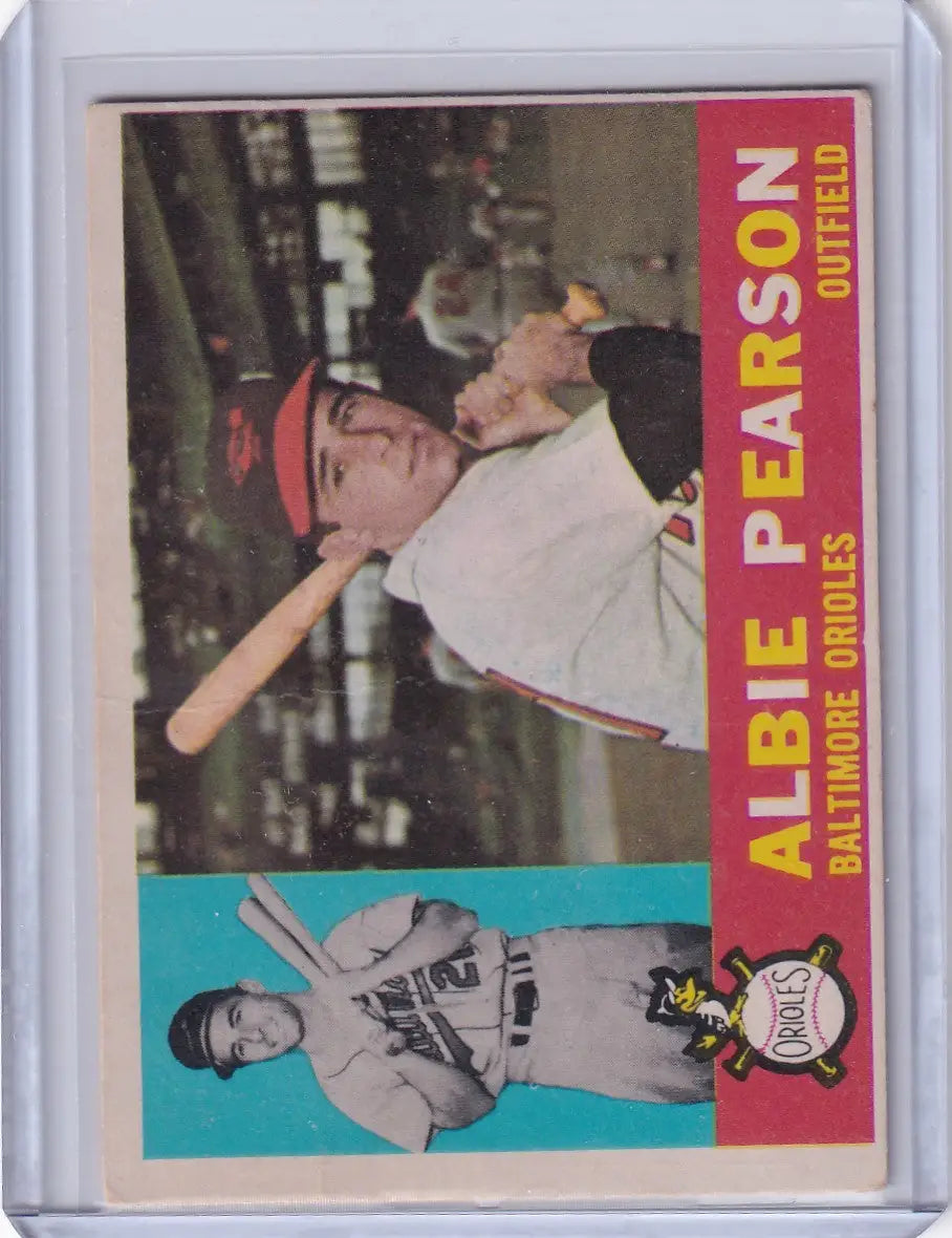 Vintage baseball card featuring Albie Pearson of the Baltimore Orioles from 1960 Topps