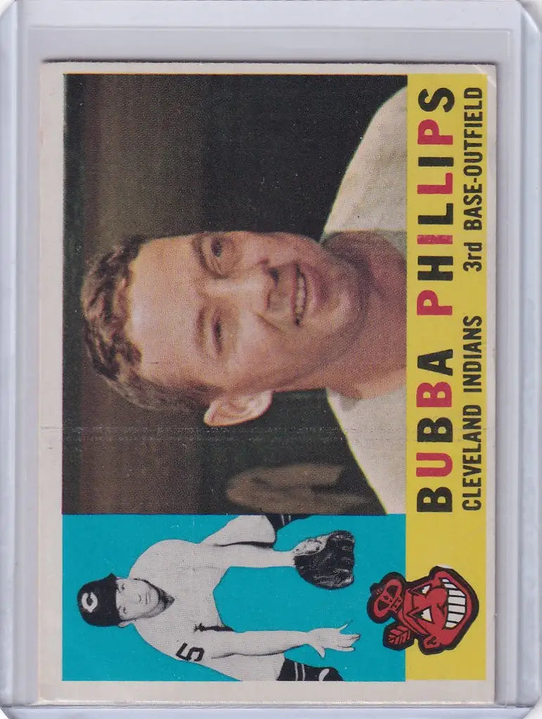 Baseball card of Bubba Phillips - Cleveland Indians in a white uniform, smiling