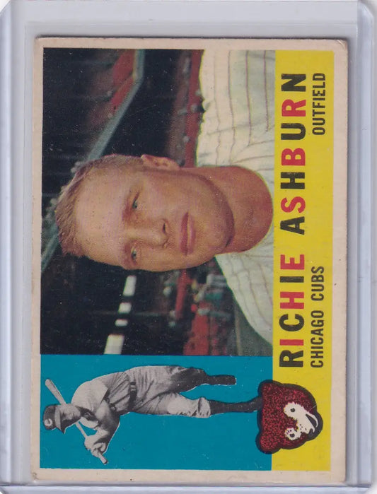 Baseball card of Richie Ashburn from the Chicago Cubs 1960 Topps #305