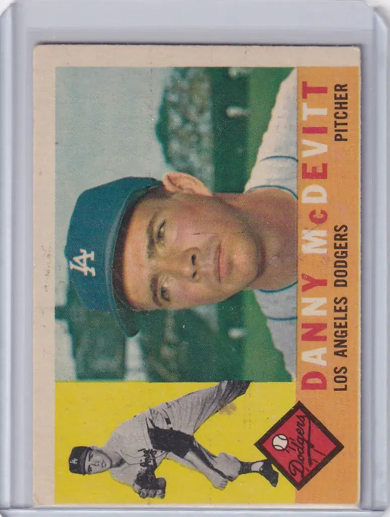 Vintage baseball card of Danny McDevitt from the Los Angeles Dodgers 1960 Topps series
