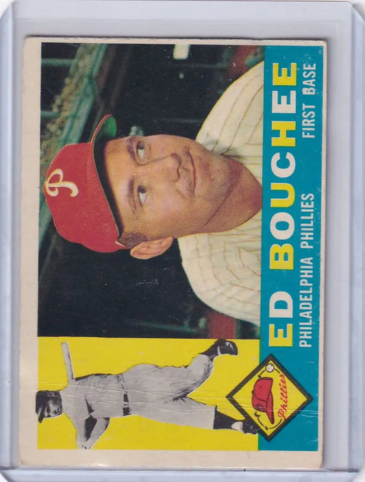 Vintage baseball card of Ed Bouchee - Philadelphia Phillies trading cards collectible
