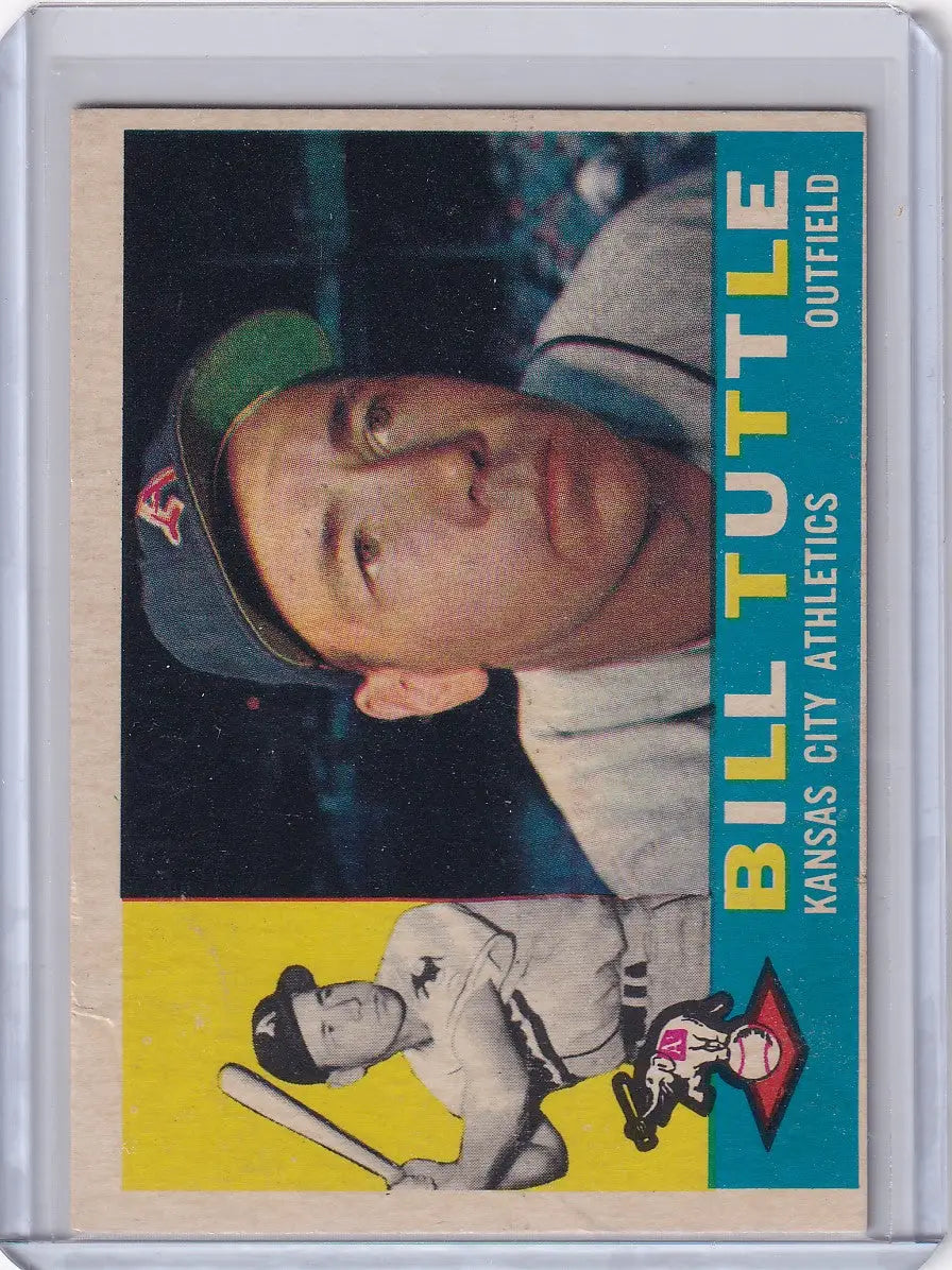Vintage Bill Tuttle baseball card in protective sleeve 1960 Topps Kansas City Athletics