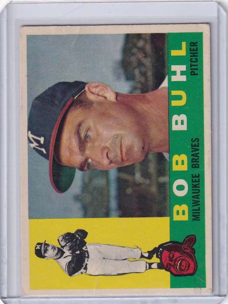 Baseball card of Bob Buhl from the 1960 Topps set featuring Milwaukee Braves player