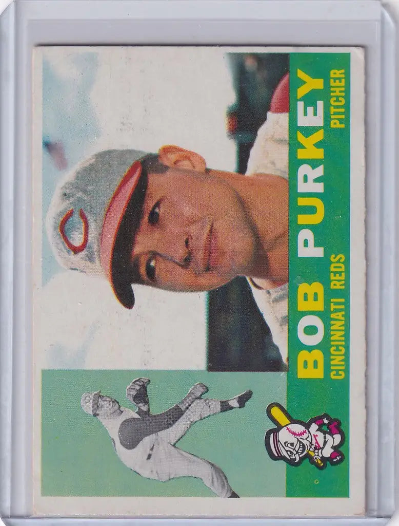 Baseball card of Bob Purkey, Cincinnati Reds pitcher from the 1960 Topps series