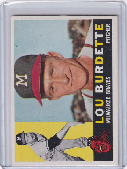 1960 Topps #70 Lou Burdette baseball card featuring Milwaukee Braves player