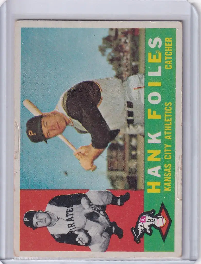 Vintage baseball card of Hank Foiles from the Kansas City Athletics 1960 Topps #77