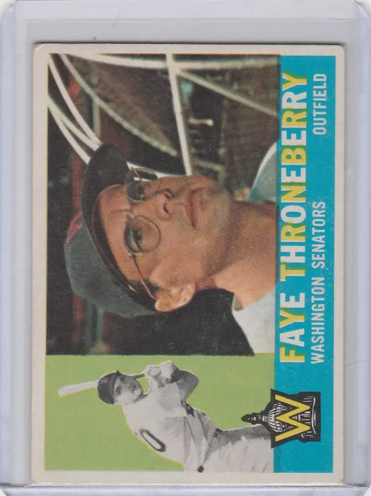 Faye Throneberry Washington Senators baseball card 1960 Topps EXMT condition