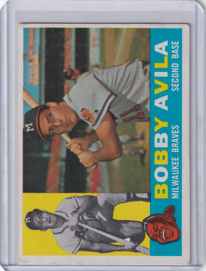 Bobby Avila baseball card from 1960 Topps #90 featuring Milwaukee Braves player