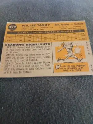 1960 Topps - All-Star Rookie Willie Tasby #322. RC. VG+ - EX - Baseball Card Single