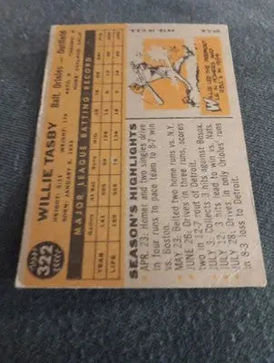 1960 Topps - All-Star Rookie Willie Tasby #322. RC. VG+ - EX - Baseball Card Single