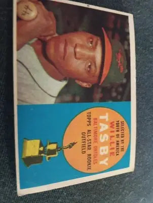 1960 Topps - All-Star Rookie Willie Tasby #322. RC. VG+ - EX - Baseball Card Single