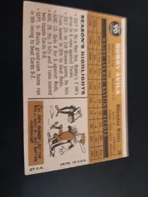 1960 Topps - Bobby Avila #90. Milwaukee Braves. EX+ - Baseball Card Single