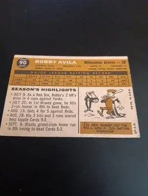 1960 Topps - Bobby Avila #90. Milwaukee Braves. EX+ - Baseball Card Single