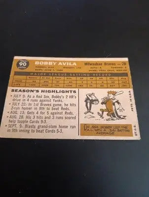 1960 Topps - Bobby Avila #90. Milwaukee Braves. EX+ - Baseball Card Single