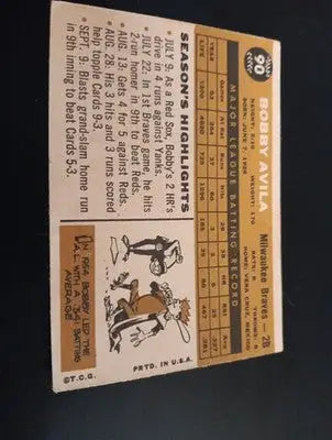 1960 Topps - Bobby Avila #90. Milwaukee Braves. EX+ - Baseball Card Single