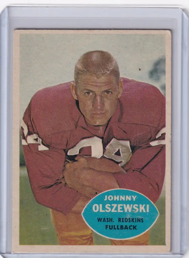 Vintage Topps Football trading card of John Olszewski from the Washington Redskins