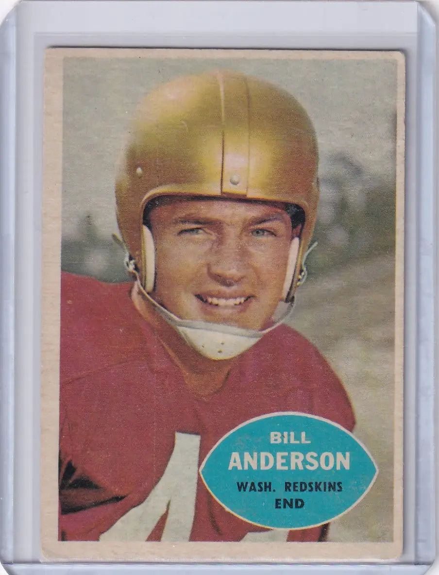 Vintage 1960 Topps Football Bill Anderson RC UER card featuring Washington Redskins player
