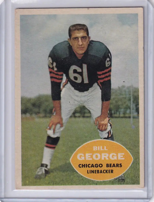Vintage Topps Football card of Bill George - Chicago Bears linebacker in stance
