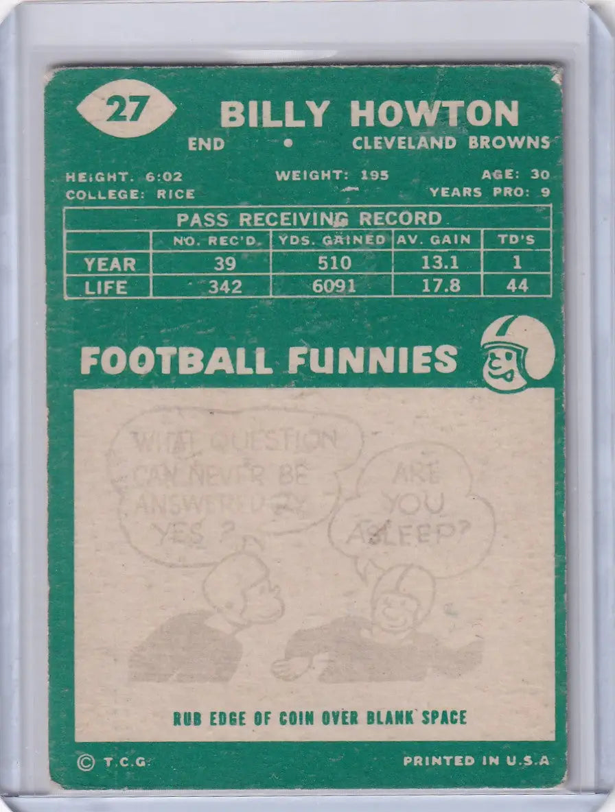 1960 Topps Football # 27 Bill Howton - Cleveland Browns