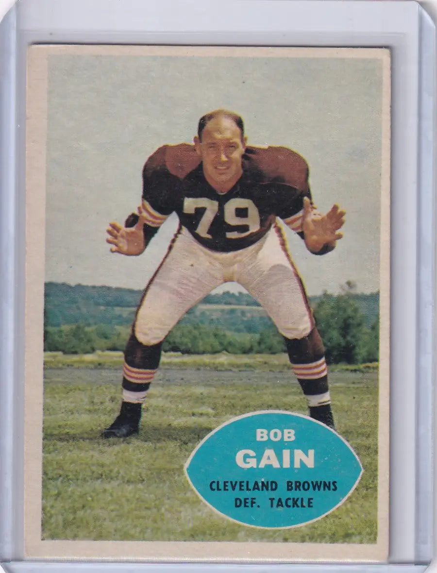 Vintage 1960 Topps Football card of Bob Gain, Cleveland Browns defensive tackle #79