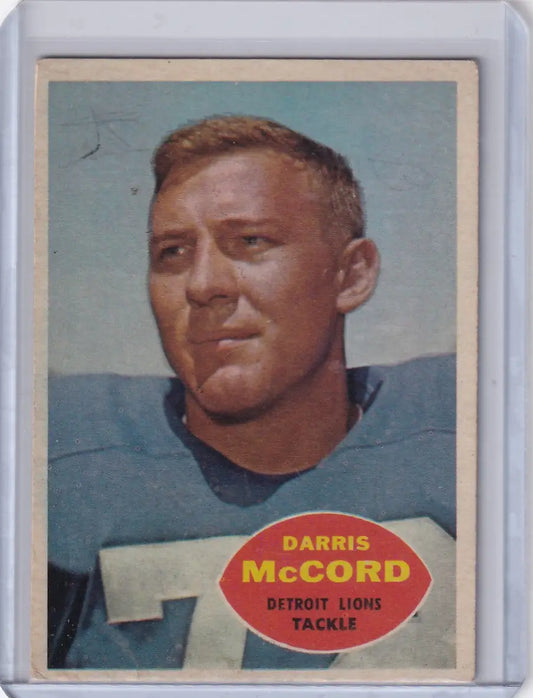1960 Topps Football # 45 Darris McCord RC - Detroit Lions