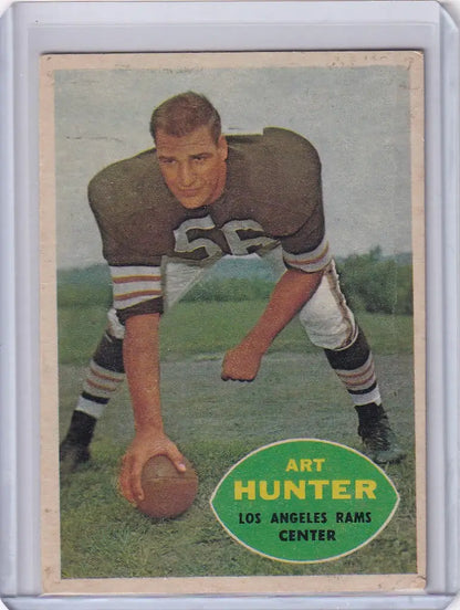 Vintage Topps Football card of Art Hunter from the Los Angeles Rams in uniform