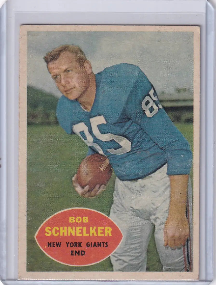 1960 Topps Football # 76 Bob Schnelker - New York Giants