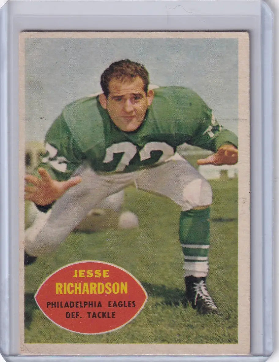1960 Topps Football # 91 Jesse Richardson - Philadelphia Eagles