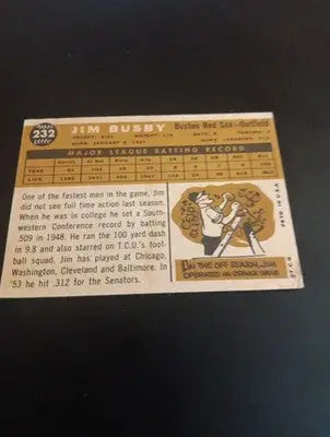 1960 Topps - Jim Busby #232. Boston Red Sox. EX-NRMT - Baseball Card Single