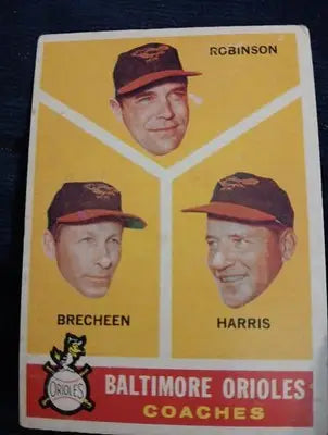 1960 Topps - Orioles Coaches. Eddie Robinson L. Harris H. Breechen #455. VG+ - Baseball Card Single