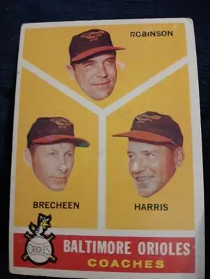 1960 Topps - Orioles Coaches. Eddie Robinson L. Harris H. Breechen #455. VG+ - Baseball Card Single