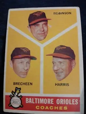 1960 Topps - Orioles Coaches. Eddie Robinson L. Harris H. Breechen #455. VG+ - Baseball Card Single