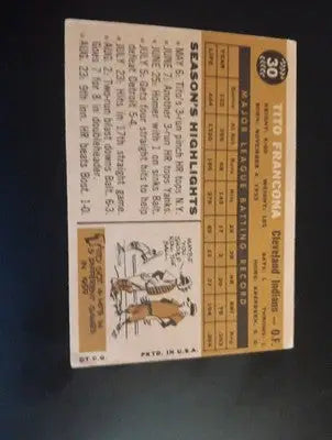 1960 Topps - Tito Francona #30. Cleveland Indians. EX-NRMT - Baseball Card Single