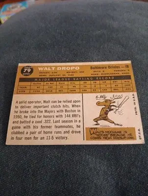 1960 Topps - Walt Dropo #79. Baltimore Orioles. minor front mark. VG+ - EX - Baseball Card Single