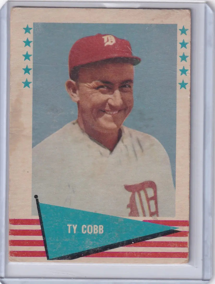Vintage Ty Cobb Fleer Baseball card from 1961 Fleer Baseball #14 collection