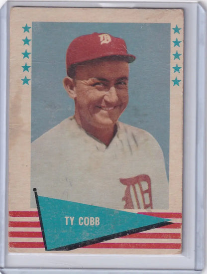 Vintage Ty Cobb Fleer Baseball card from 1961 Fleer Baseball #14 collection