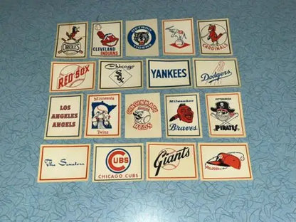 Vintage Fleer Baseball Team Logo Decals from the 1961 complete set of 18 cards
